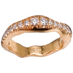 18 Karat Rose Gold Organic Fede Ring with Diamonds