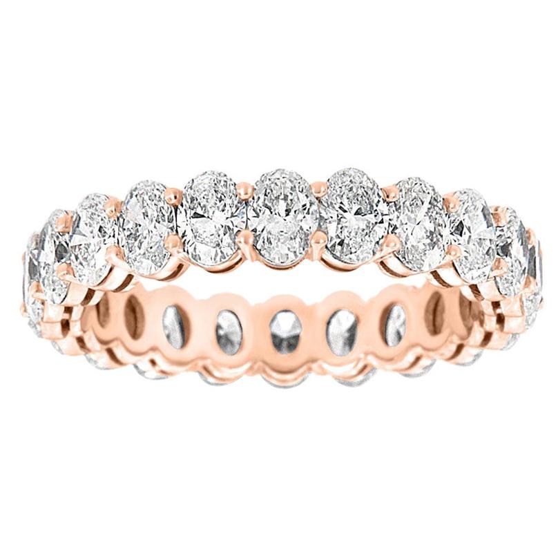 For Sale:  18 Karat Rose Gold Oval Eternity Diamond Ring '3 Carat'