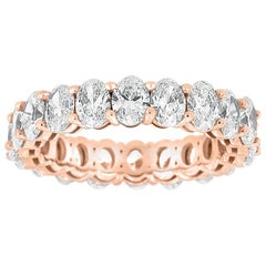 18 Karat Rose Gold Oval Eternity Diamond Ring '4 Carat'