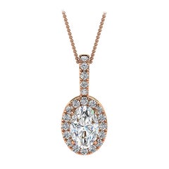 18 Karat Rose Gold Oval Halo Diamond '1/2 Carat'