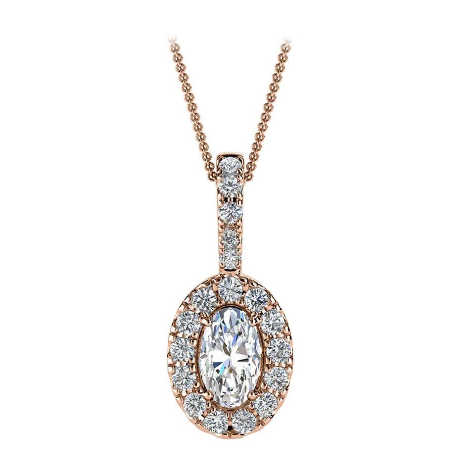 18 Karat Roségold Oval Halo Diamant '1/3 Karat'