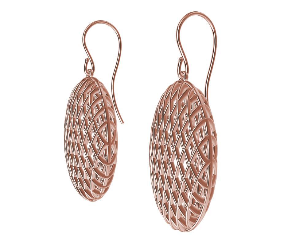 Boucles d'oreilles en or rose 18 carats avec losanges ovales Pour femmes en vente