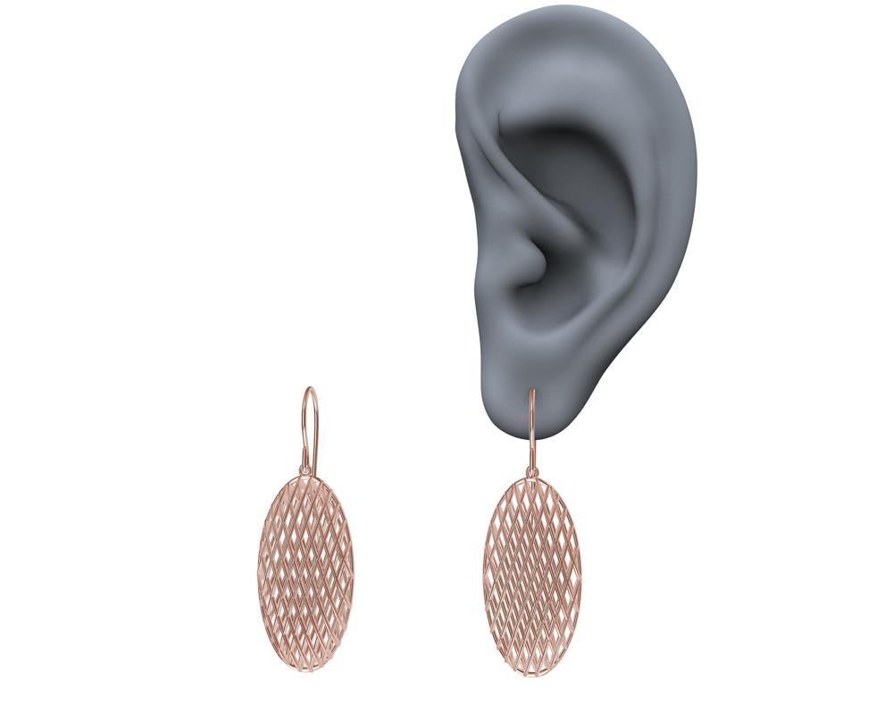 Boucles d'oreilles en or rose 18 carats avec losanges ovales en vente 4