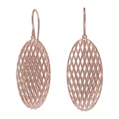 18 Karat Rose Gold Oval Rhombus Earrings