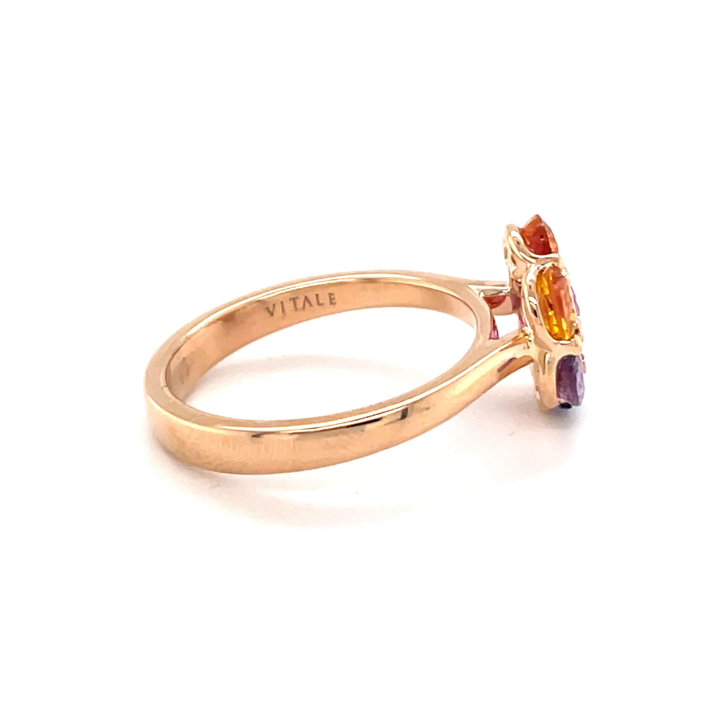 18 Karat Rose Gold Oval Sapphire Diamond Cocktail Ring For Sale 2