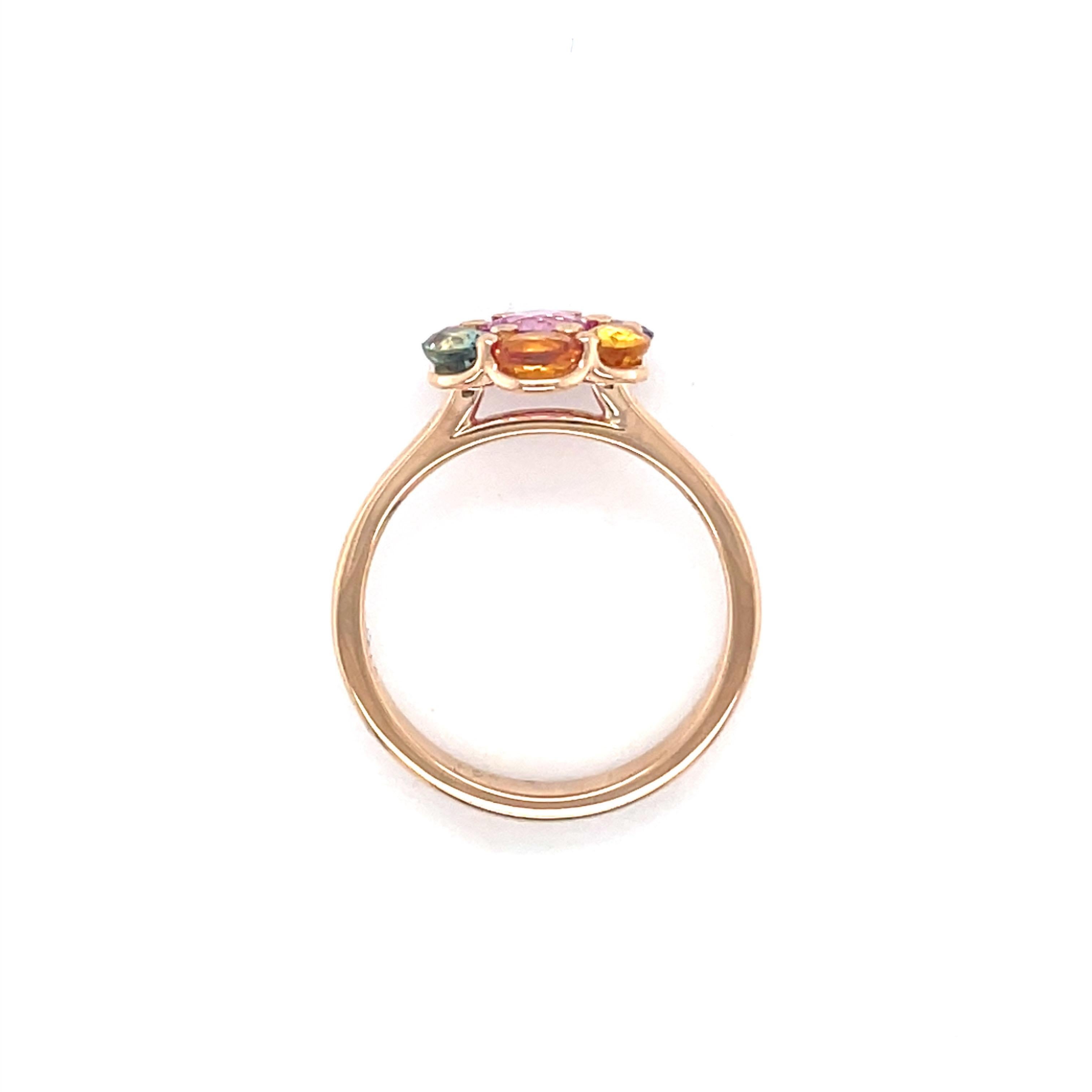 18 Karat Rose Gold Oval Sapphire Diamond Cocktail Ring For Sale 4
