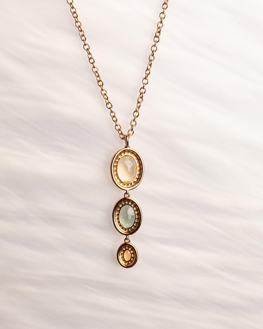 Women's 18 Karat Rose Gold Oval Sapphire Diamond Pendant For Sale