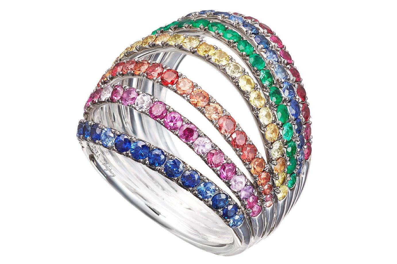For Sale:  18 Karat Rose Gold Palladium Pink Sapphires Ring Aenea Jewellery 5