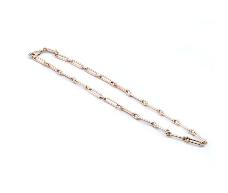 18 Karat Rose Gold Paperclip Link Necklace For Sale at 1stDibs