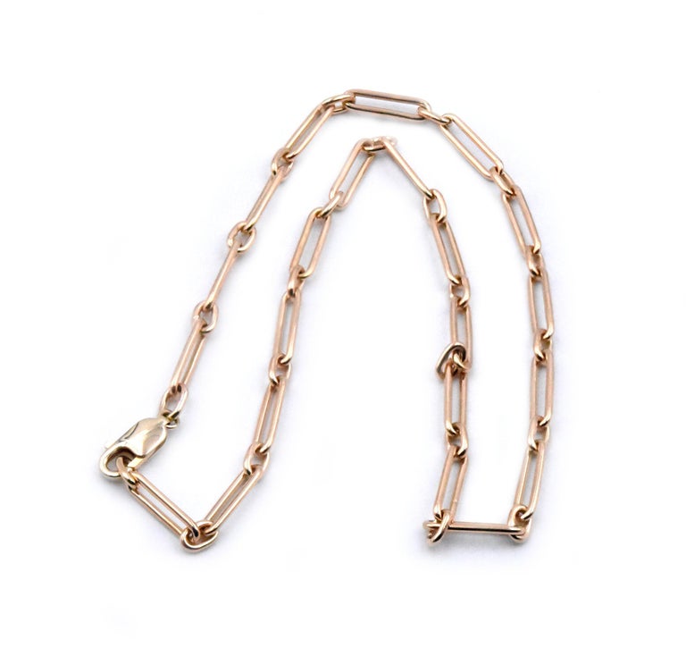 18 Karat Rose Gold Paperclip Link Necklace For Sale at 1stDibs