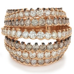 18 Karat Rose Gold Pave Champagne Diamond Knot Ring