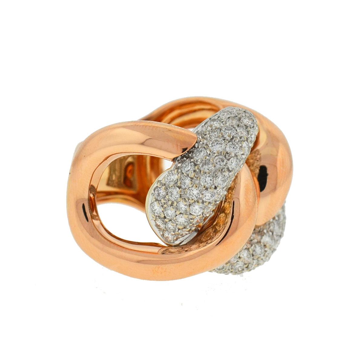 18 Karat Rose Gold Pave Diamond Freeform Rings Approximate 2.32 Carat In Good Condition In Boca Raton, FL