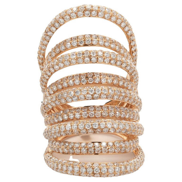 18 Karat Rose Gold Pave Diamond Full Finger Stack Ring at 1stDibs