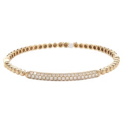 18 Karat Rose Gold Pave Diamond ID Style Bangle Bracelet