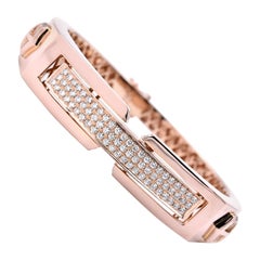 18 Karat Rose Gold Pave Diamond Shield Bangle Bracelet