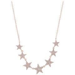 18 Karat Rose Gold Pave Diamond Star Frontal Necklace