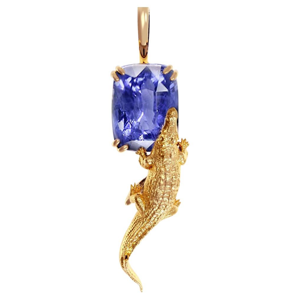 Eighteen Karat Rose Gold Pendant Necklace with Ceylon Vivid Blue Sapphire