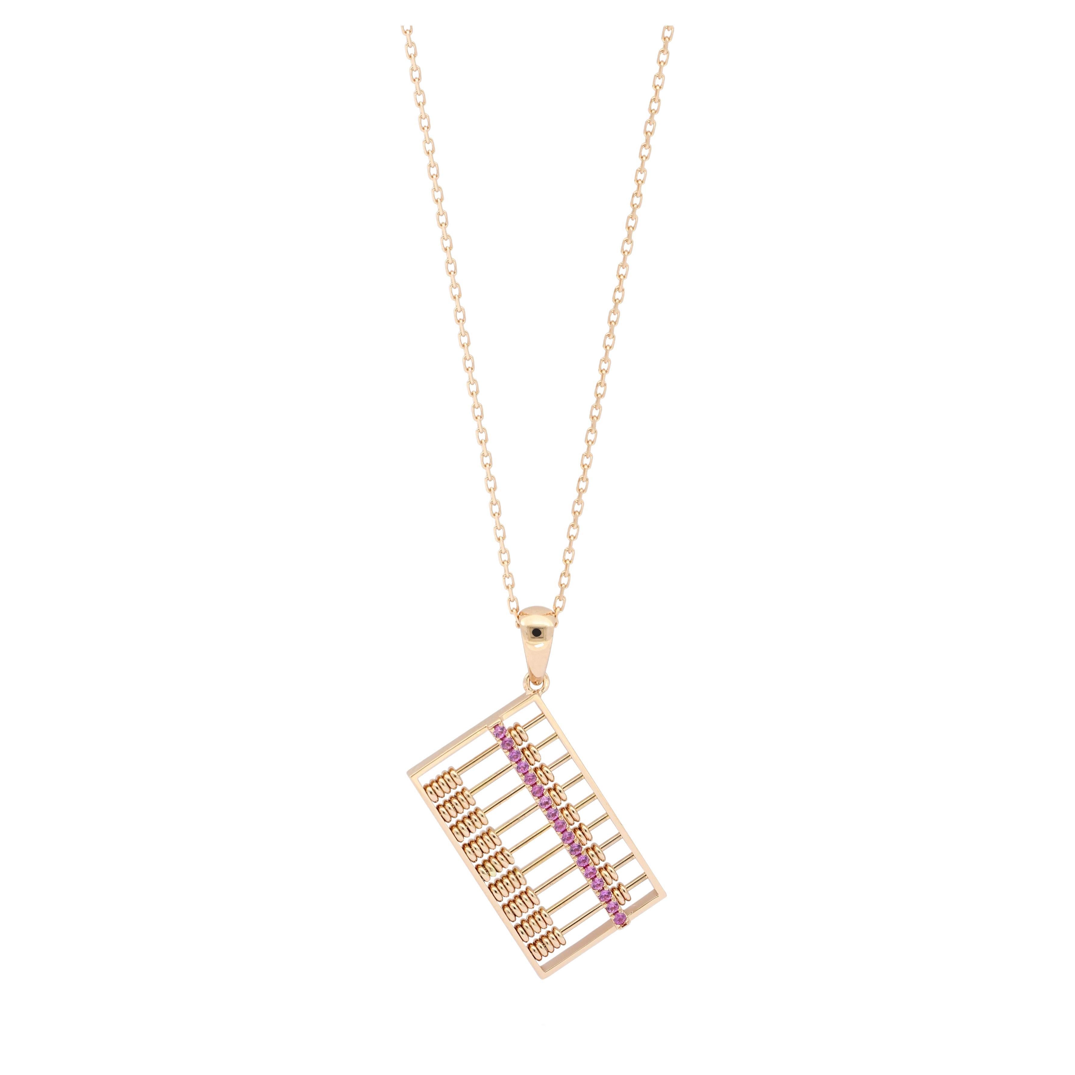 18 Karat Rose Gold Pendant with Pink Sapphire with Necklace
