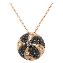 18 Karat Rose Gold Pendent with Black and White Diamonds Made in Italy 18 Karat Rose Gold Pendent with Black and White Diamonds Made in Italy
