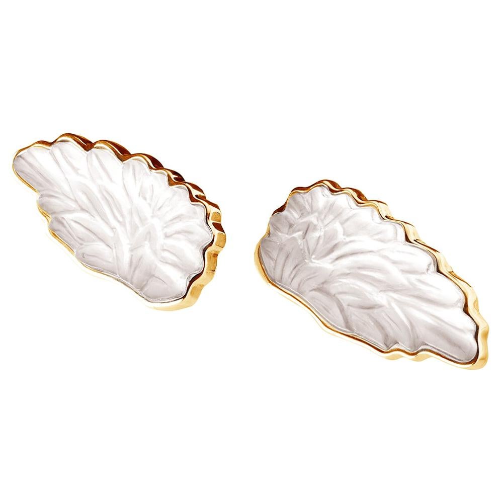 Clips d'oreilles Persée en or rose 18 carats avec cristaux de roche de l'artiste en vente