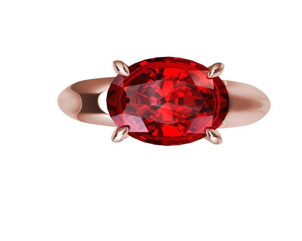 Im Angebot: 18 Karat Roségold Taubenblut Rubin Skulptur Ring () 3