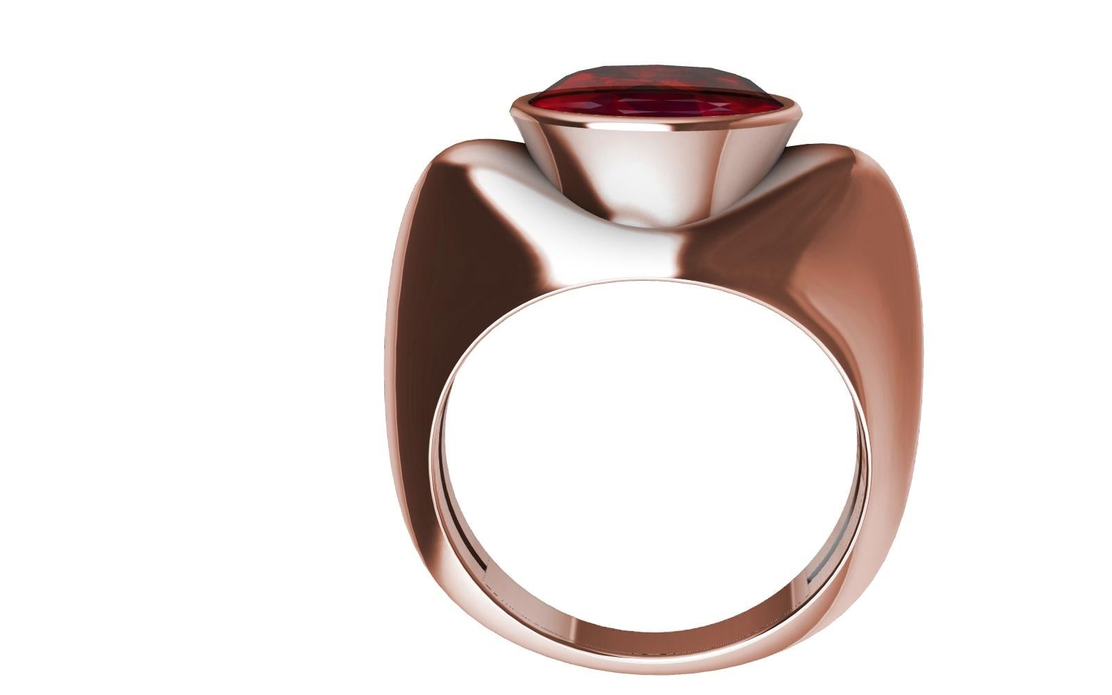 En venta: Anillo Escultura de Rubí Sangre de Paloma de Oro Rosa de 18 Kilates  4