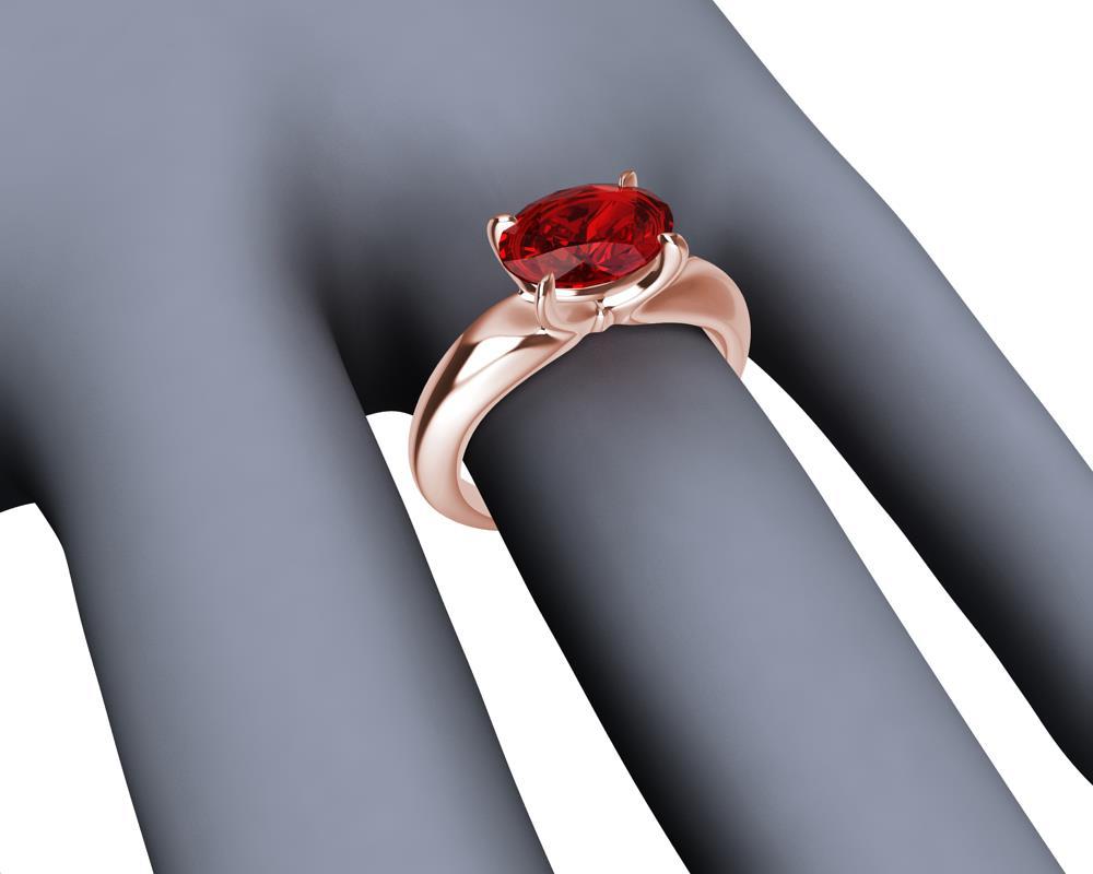 Im Angebot: 18 Karat Roségold Taubenblut Rubin Skulptur Ring () 5