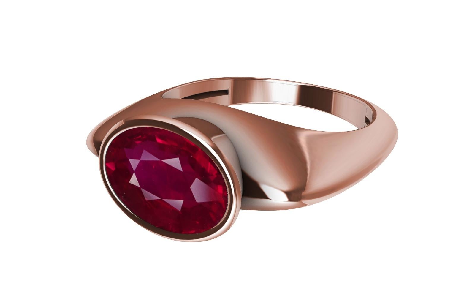 En venta: Anillo Escultura de Rubí Sangre de Paloma de Oro Rosa de 18 Kilates  2