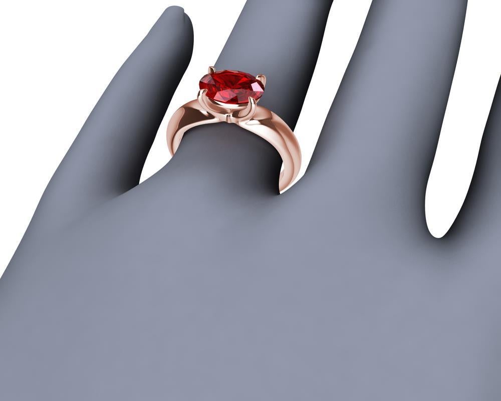 En venta: Anillo Escultura de Rubí Sangre de Paloma de Oro Rosa de 18 Kilates  6