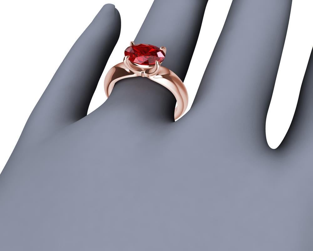 Im Angebot: 18 Karat Roségold Taubenblut Rubin Skulptur Ring () 6