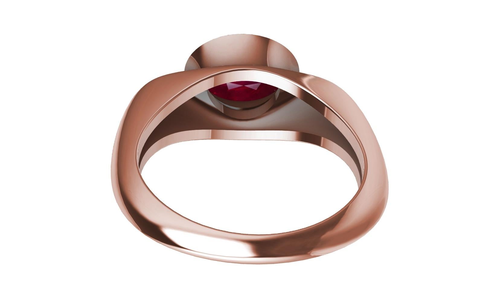 En venta: Anillo Escultura de Rubí Sangre de Paloma de Oro Rosa de 18 Kilates  5