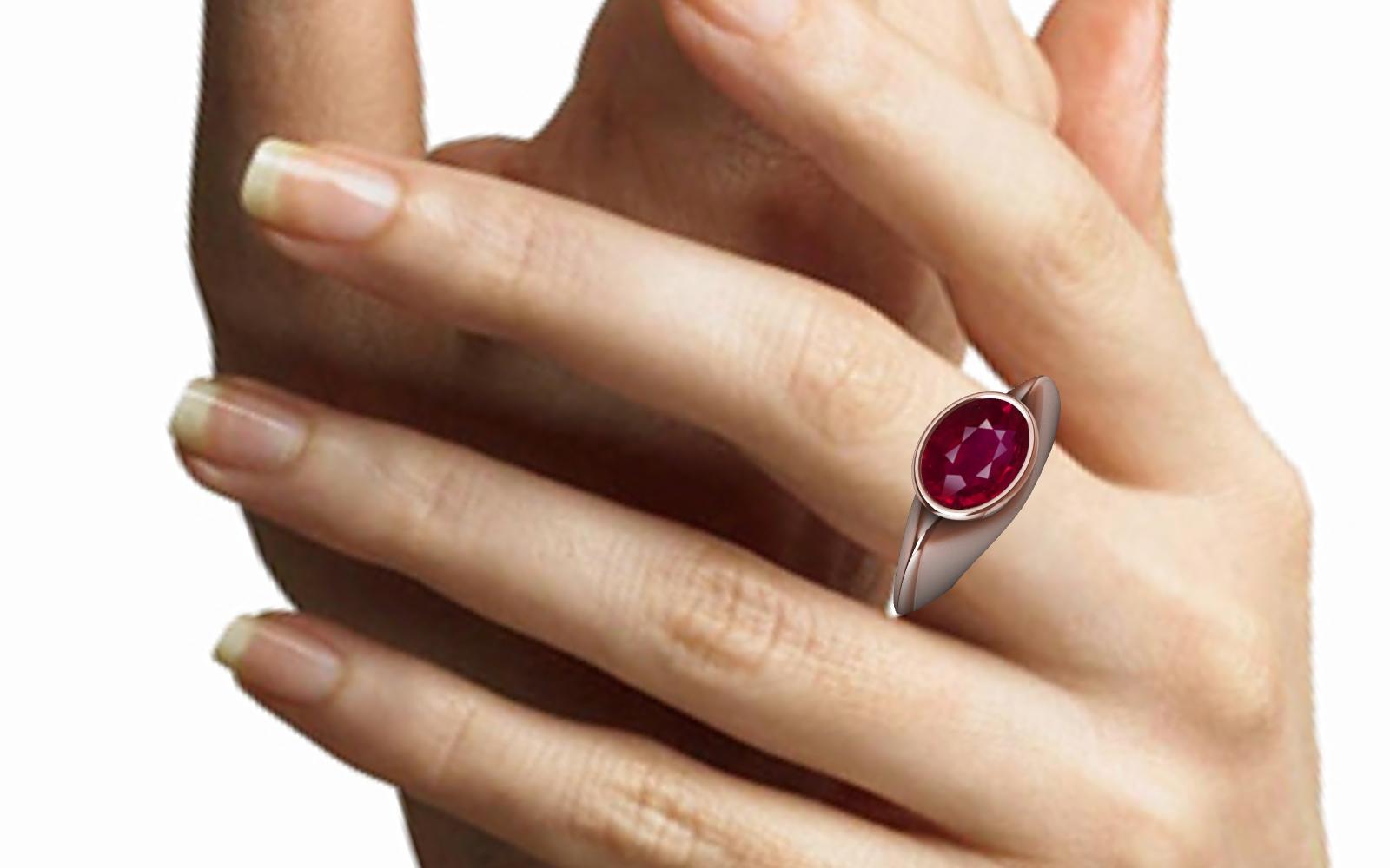 En venta: Anillo Escultura de Rubí Sangre de Paloma de Oro Rosa de 18 Kilates  8