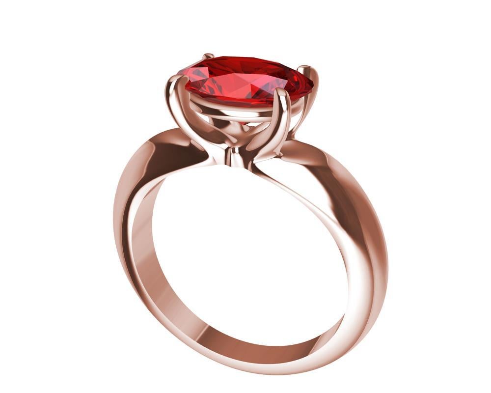 Im Angebot: 18 Karat Roségold Taubenblut Rubin Skulptur Ring () 9