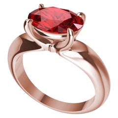 Bague en or rose 18 carats avec sculpture de sang de pigeon en rubis