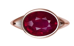 18 Karat Roségold Taubenblut Rubin Skulptur Ring