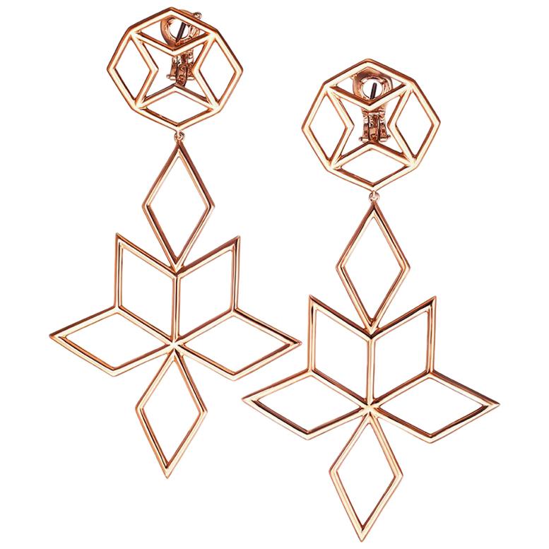 18 Karat Rose Gold Pink Gold Earrings AENEA Jewellery For Sale