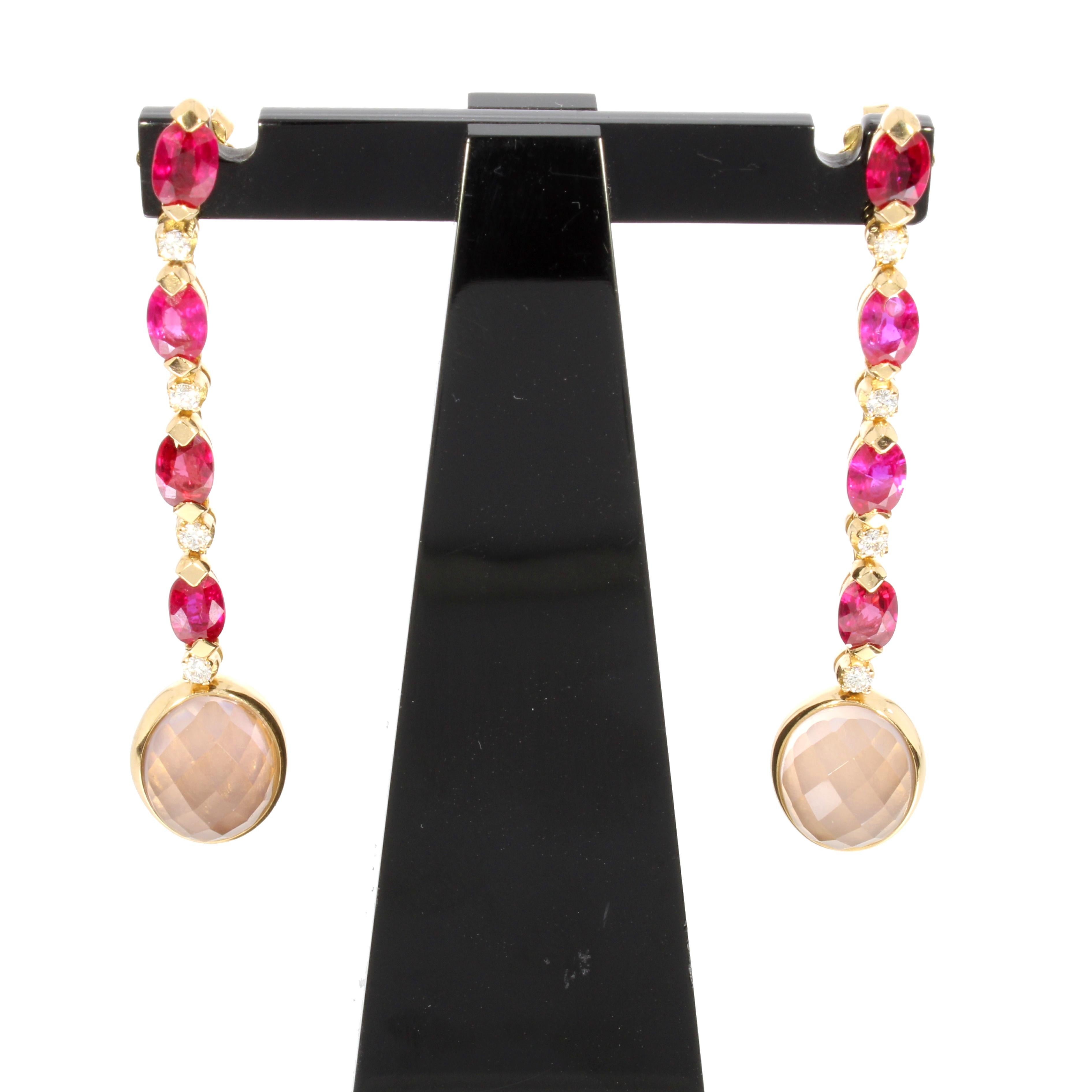 Women's 18 Karat Rose Gold Pink Quartz Drop Earrings Venice Collection by Niquesa For Sale