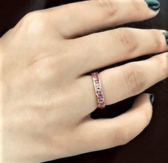 Eighteen Karat Rose Gold Pink Sapphire Eternity Band Weighing 3.35 Carat