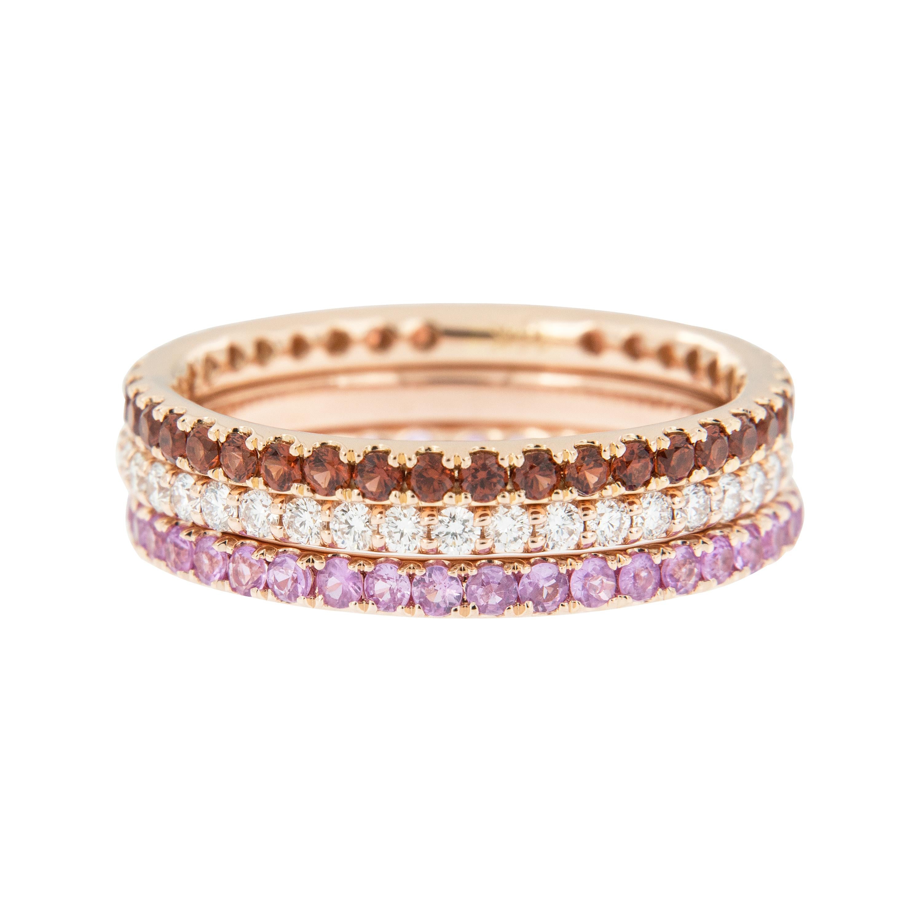 18 Karat Rose Gold and Pink Sapphire Eternity Ring For Sale at 1stDibs