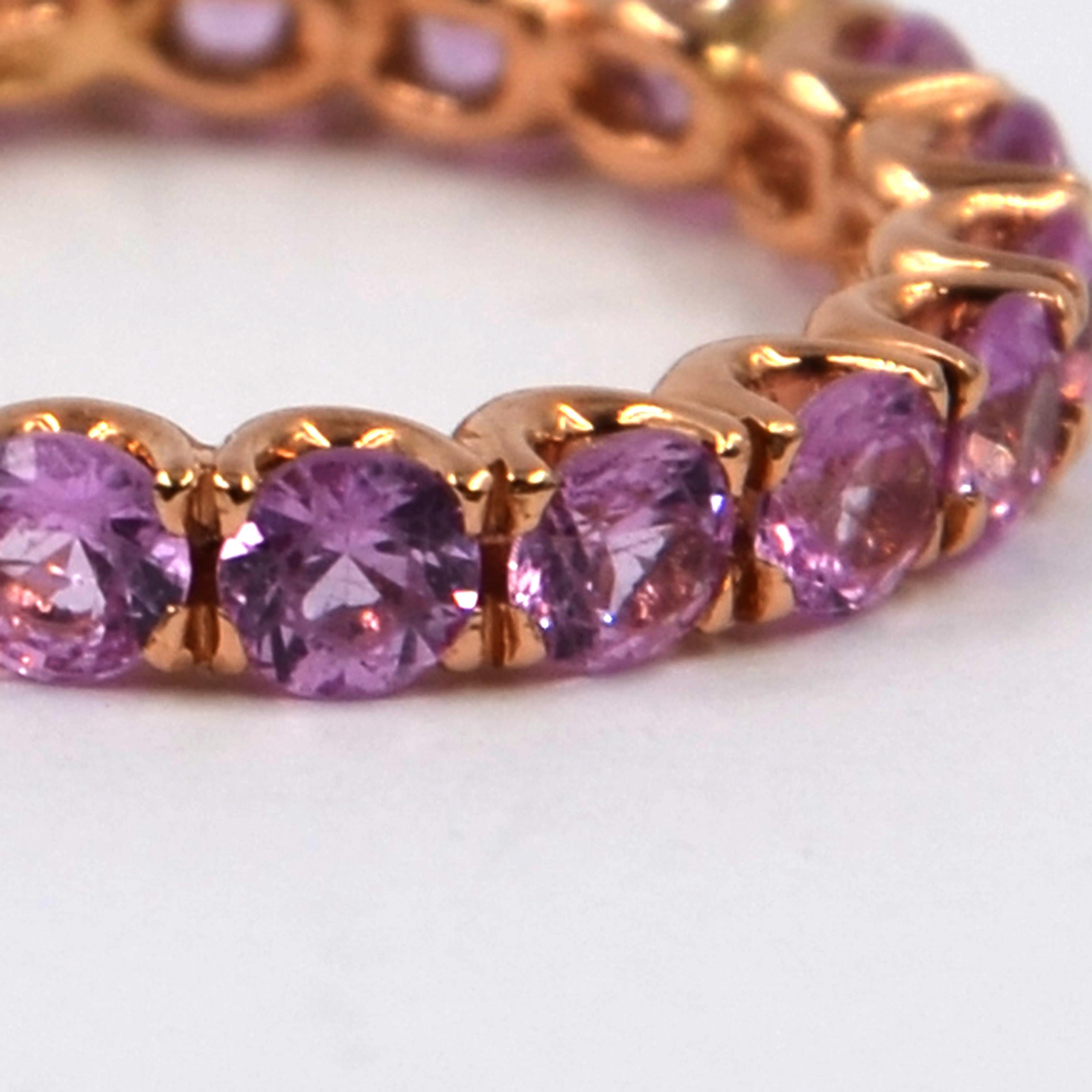 Women's 18 Karat Rose Gold Pink Sapphires Garavelli Band Eternity Ring