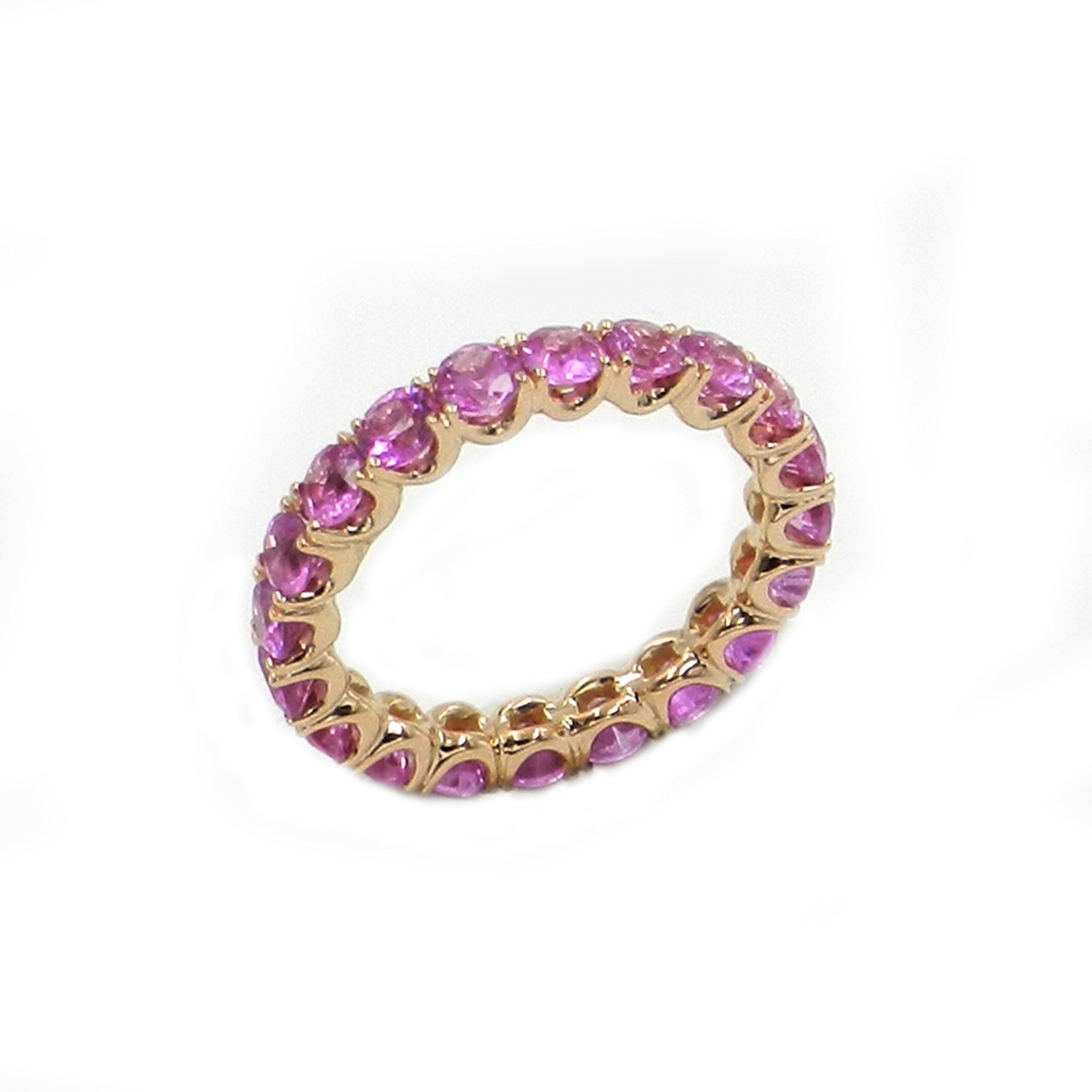 18 Karat Rose Gold Pink Sapphires Garavelli Band Eternity Ring 1