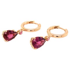 18 Karat Rose Gold Pink Tourmaline and Pink Sapphires Garavelli Hanging Earrings