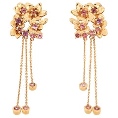 18 Karat Rose Gold Pink Tourmaline Earrings