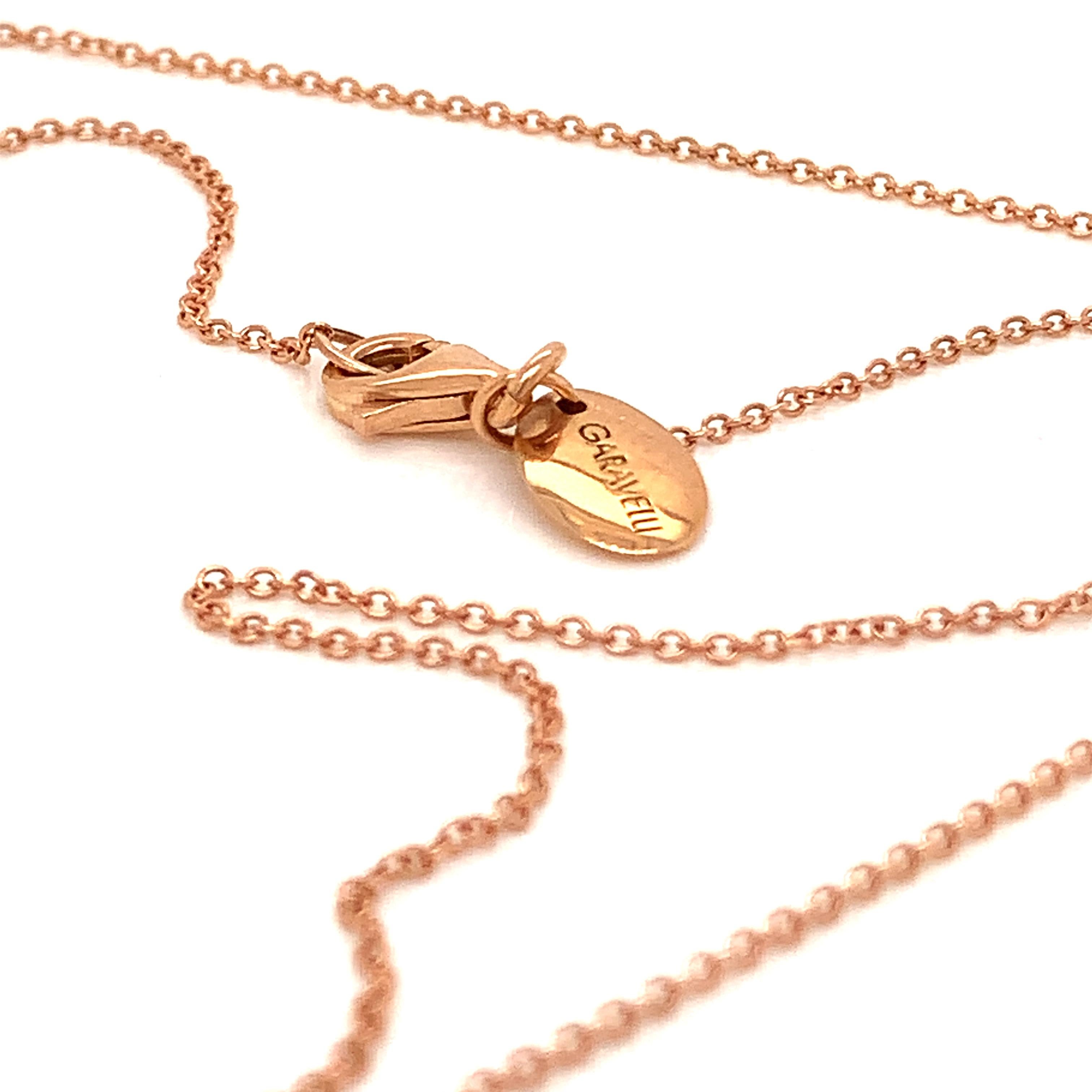 Ciondolo con tormalina rosa Garavelli in oro rosa 18 carati con catena in vendita 1
