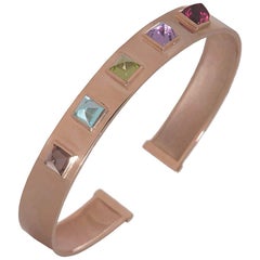 Recycled 18 Karat Rose Gold Multiple Stones Bracelet Bangle