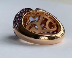 18 Karat Rose Gold Purple Spinel Cocktail Ring with Sapphires and Diamonds