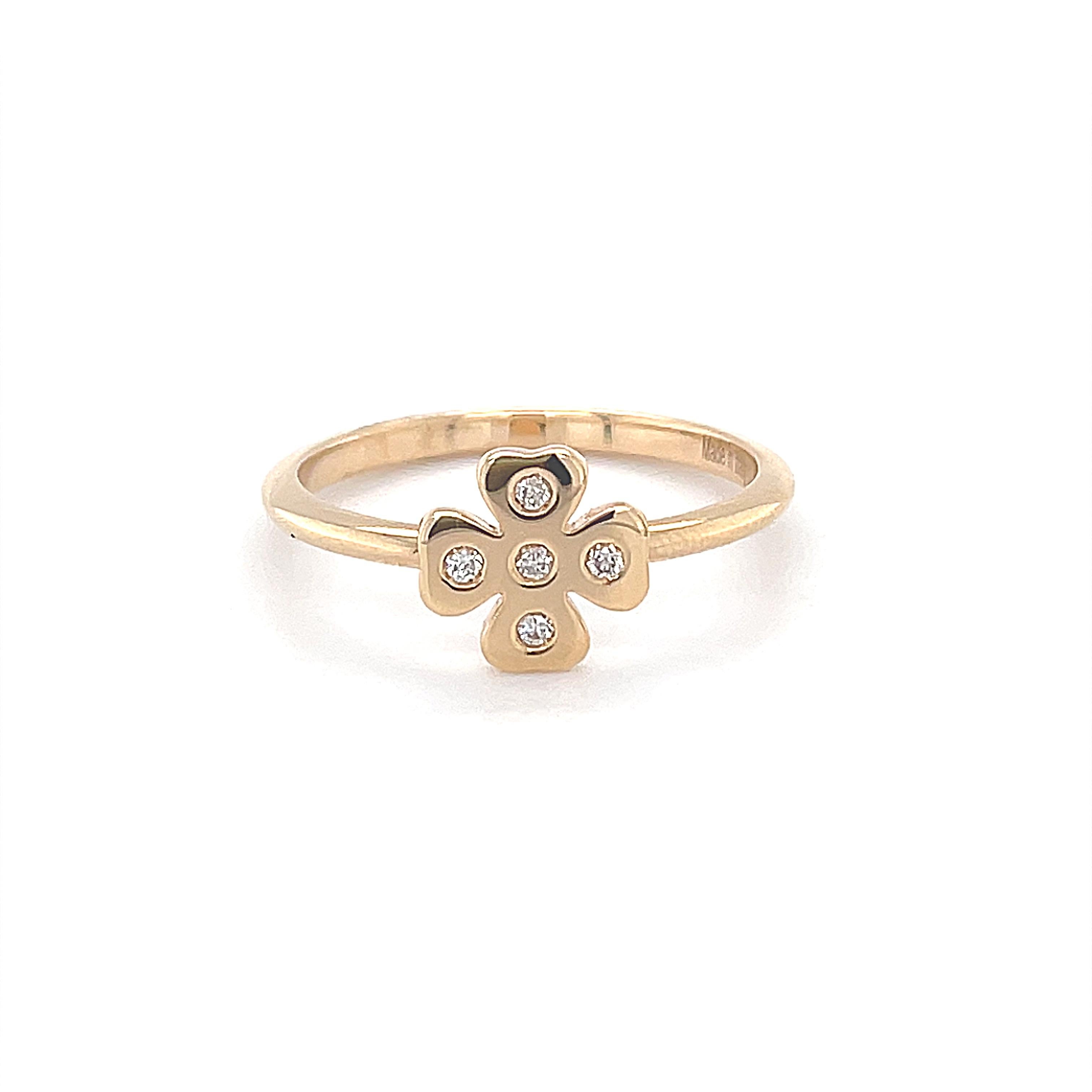 18 Karat Rose Gold Quatrefoil Shape Diamond Fashion Ring In New Condition For Sale In Monte-Carlo, MC