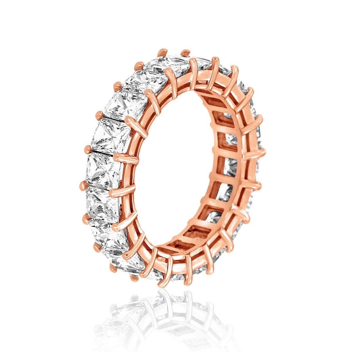 For Sale:  18 Karat Rose Gold Radiant Eternity Diamond Ring '6 Carat' 2