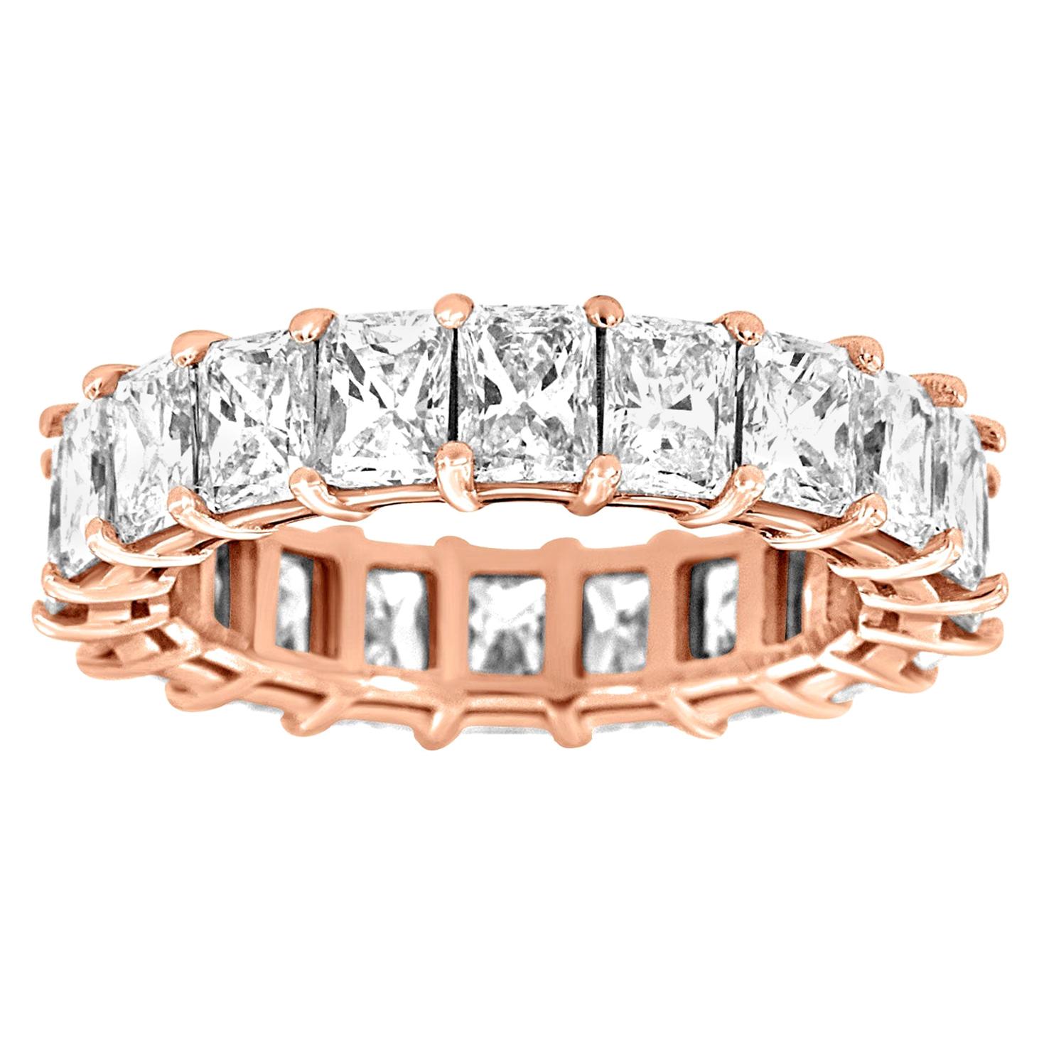 For Sale:  18 Karat Rose Gold Radiant Eternity Diamond Ring '6 Carat'