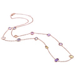 18 Karat Rose Gold Rainbow Sapphire Necklace